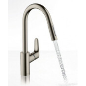 Смеситель для кухни Hansgrohe Focus 31815800 (нержавейка, с выдвижной лейкой), Цвет производителя: нержавейка, фото 2