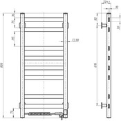 Электрический полотенцесушитель Navin Авангард Sensor 12-228053-3680 (360x800, черный муар, правый, сенсорный, с таймером), Доступные размеры: 360 x 800, Цвет производителя: черный муар, Подключение полотенцесушителя: правое, фото 6