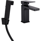 Смеситель для умывальника Qtap Gemini Black Matt QTGEM272BLM45690 (черный матовый, с гигиеническим душем), Цвет производителя: черный матовый, фото 