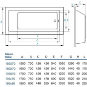 Прямоугольная ванна Koller Pool Neon New NEONNEW160X70, Доступные размеры: 160 x 70, фото 4