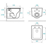 Комплект унітаз з інсталяцією 3 в 1: підвісний унітаз з сидінням Koller Pool Kvadro Start KS-0530-QW-MB + інсталяція Koller Pool Dune 1200SL KP-112-001 + клавіша змиву Neon KP-226-17, фото , изображение 4