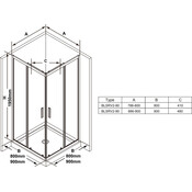 Душевая кабина Ravak Blix Slim BLSRV2-80 (X1LM40300Z1, 80x80 см, стекло прозрачное, профиль черный), Доступные размеры: 80 x 80, Цвет производителя: прозрачное стекло, отделка черная матовая, фото 4