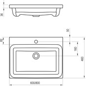 Умывальник Ravak Comfort 600 XJX01260001 (60x46 см, белый глянцевый), Доступные размеры: 60 x 46, Цвет производителя: белый глянец, фото 6