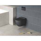 Безобідковий підвісний унітаз Ravak Uni Chrome RimOff X01794 (чорний матовий, без сидіння), фото 