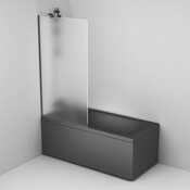Шторка на борт ванни Am.Pm Gem W90UBS-080-140BM (80x140 см, скло матове, профіль чорний матовий), Колір виробника: матове скло, обробка чорна матова, фото , изображение 4