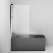 Шторка на борт ванни Am.Pm Gem W90UBS-080-140BM (80x140 см, скло матове, профіль чорний матовий), Колір виробника: матове скло, обробка чорна матова, фото , изображение 5