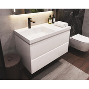 Тумба Snail Олівія з умивальником Snail Тукан 890KD2500A100 (90 см, біла глянсова, підвісна), фото 