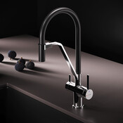 Смеситель для кухни Am.Pm Func F8F07802 (хром/черный, с гибким изливои и подключением питьевой воды), Цвет производителя: хром, черный, фото 2