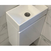 Тумба Snail Монтана з умивальником Snail Естель 400КМ152A100 (40 см, біла глянсова, підвісна), фото , изображение 3