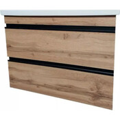 Тумба з раковиною Devit Frame 753080O (80 см, дуб/чорний, підвісна, із сифоном), Доступні розміри: 80, Колір виробника: дуб, фото , изображение 3
