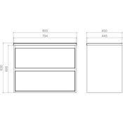 Тумба Mirater Айрис с умывальником Родео 8108 (80 см, белая, подвесная), Доступные размеры: 80 x 45, Цвет производителя: белый, фото 3