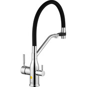 Смеситель для кухни Kroner KRP K&uuml;che C03816BLK (хром/черный, с гибким изливом и подключением питьевой воды), фото 2