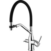 Смеситель для кухни Kroner KRP K&uuml;che C03816BLK (хром/черный, с гибким изливом и подключением питьевой воды), фото 4