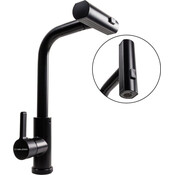 Смеситель для кухни Valeso XK09B (SP000044349, черный, c выдвижной каскадной лейкой), Цвет производителя: черный, фото 3