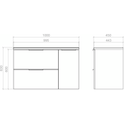 Тумба Mirater Фест с умывальником Родео 8110 (100 см, белая, подвесная, с корзиной), Доступные размеры: 100 x 45 L, Цвет производителя: белый, фото 4