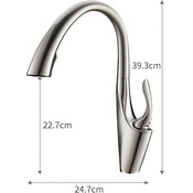 Смеситель для кухни Valeso OB-D91C (SP000049848, хром/черный матовый, с выдвижной лейкой), Цвет производителя: хром, черный, фото 3