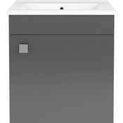 Тумба RJ Atlas с умывальником RJ Jenor RJFU005-10GR (RZJ510, 50 см, серая глянцевая, подвесная), Доступные размеры: 50 x 54, Цвет производителя: серый глянец, фото 3