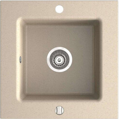 Мийка для кухні Ferro Kizz Sand DRG50/50S (50x50 см, пісочна, з сифоном та клапаном-автоматом), фото 