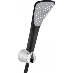 Лейка для душа Kludi Fizz 6765087-00 (черная/хром, однорежимная, с шлангом и держателем), фото 