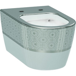 Безободковый подвесной унитаз Idevit Alfa 3104-2616-1201 (белый/декор серебро), фото 