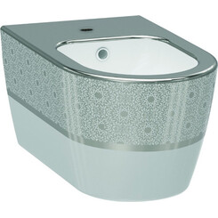 Біде підвісне Idevit Alfa 3106-2605-1201 (білий/декор срібло), фото 