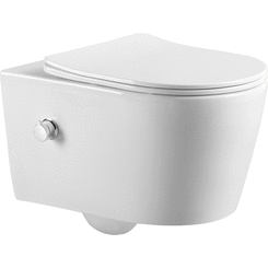 Безободковый подвесной унитаз Asignatura Simple Bend Rimless 37852805 (с сиденьем, функцией биде и смесителем), фото 