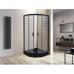 Душевая кабина без поддона 90x90 Asignatura Perissa 69020802 (профиль черный матовый, стекло принт), фото 