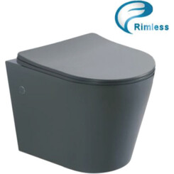 Безободковый подвесной унитаз Asignatura Axiom Rimless 97802806 (с сиденьем, серый матовый), фото 