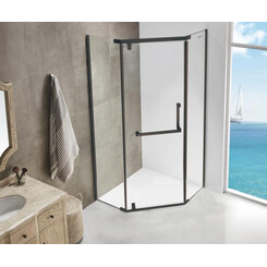 Душевая кабина без поддона 90x90 Asignatura Turia 39020402 (профиль черный матовый, стекло прозрачное), фото 