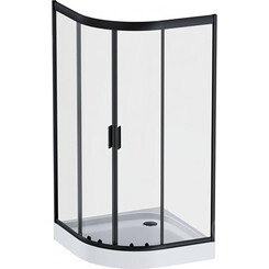 Душова кабіна 100x100 см Am.Pm Gem 1/4 Round W90UG-401-100BT (без піддону, прозоре скло, профіль чорний матовий), Доступні розміри: 100 x 100, Колір виробника: чорний матовий, фото 