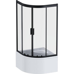 Душова кабіна 90x90 см Am.Pm Gem Deep 1/4 Round W90UG-401A090BT (без піддону, прозоре скло, профіль чорний матовий), Колір виробника: чорний матовий, фото 