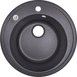 Кухонна мийка Lidz D510/200 BLA-03 (LIDZBLA03D510200, штучний камінь, 50 см, чорна), Колір виробника: чорний, фото 