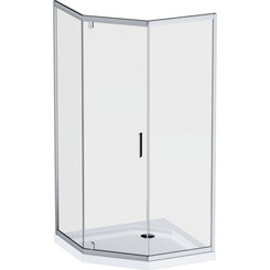 Душова кабіна 90x90 см Am.Pm Gem 5-corner Pivot W90UG-405-090MT (скло прозоре, профіль матовий хром, без піддону), фото 