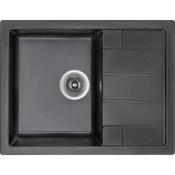 Кухонна мийка Lidz 650x500/200 BLM-14 (LIDZBLM14650500200, штучний камінь, 64x49 см, чорна), Колір виробника: чорний матовий, фото 
