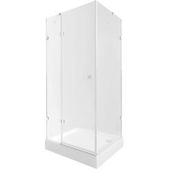 Душевая кабина 100x80 см Lidz Capricorn CRM1018RC6 (CAPCRM1018RC6SET, профиль хром, стекло прозрачное, с поддоном Tern 301812C), фото 