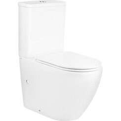 Безободковый унитаз-компакт Qtap Robin QT13222141ARW (с сиденьем), фото 