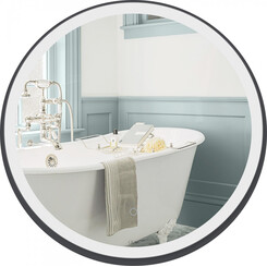 Зеркало с LED-подсветкой 60 см Qtap Robin QT13786501B (с системой антизапотевания в черной матовой рамке), фото 