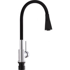 Смеситель для кухни с рефлекторным изливом Qtap Spring CRB 007F-1 (хром/черный), фото 