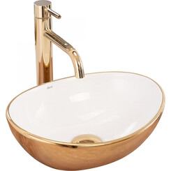 Раковина Rea Sofia Gold/White REA-U0456 (41x34.5 см, біла/золота, чаша), Доступні розміри: 41 x 34, Колір виробника: білий глянець, золото, фото 