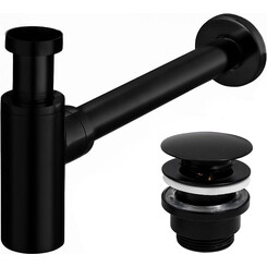 Сифон для раковини з донним клапаном Rea REA-A5215 (Clik-Clak, чорний), фото 