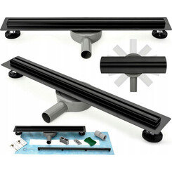 Трап для душу Rea Neo Slim Black 80 REA-G8902 (800 мм, чорний), Колір виробника: чорний, Доступні розміри: 80, фото 