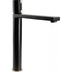 Высокий смеситель для умывальника Rea Icon REA-B5681 (черный/золотой), фото 