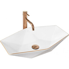 Раковина Rea Vegas White Rose Gold Edge REA-U5605 (57x37 см, біла/рожеве золото, чаша), фото 