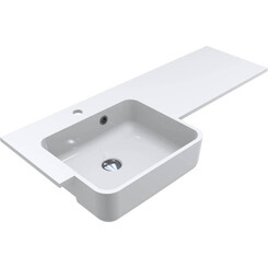 Раковина-столешница Miraggio Fontana L Miramarble 0000518 (104x45 см, с крылом), Доступные размеры: 104 x 45 L, Технология производства: Miramarble, Цвет производителя: белый глянец, фото 