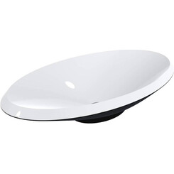 Умивальник Miraggio Lex R Miramarble RAL 9005 0000317 (69x38 см, білий/чорний), Технологія виробництва: Miramarble, Колір виробника: білий, чорний, фото 