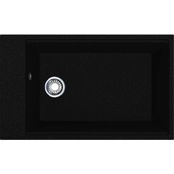 Мийка для кухні Miraggio Lagoon 760 black 0002248 (76.1x46.1 см, чорна, кварцова, з сифоном), Доступні розміри: 76 x 46, Колір виробника: чорний, фото 