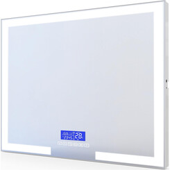 Зеркало для ванной комнаты Volle 16-14-800 (80x60 см, белое матовое, с подсветкой, подогревом, bluetooth, часами, температурой), фото 