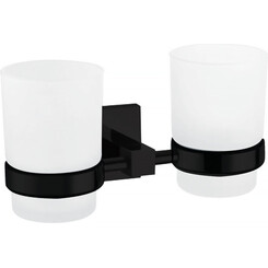 Стакан для зубных щеток Volle Cuadro 2536.220204 de la noche (черный матовый, настенный, двойной), фото 