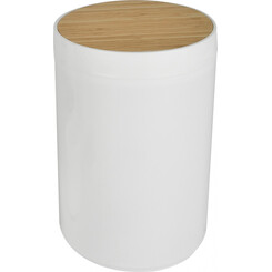 Ведро для мусора RJ Poznan RJAC025-01WO (белое/дерево, 5 л, с крышкой), фото 