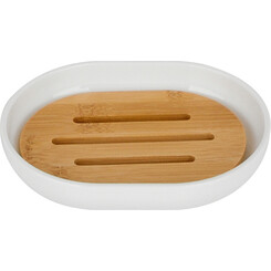 Мыльница RJ Poznan RJAC025-06WO (белая/дерево, настольная), фото 